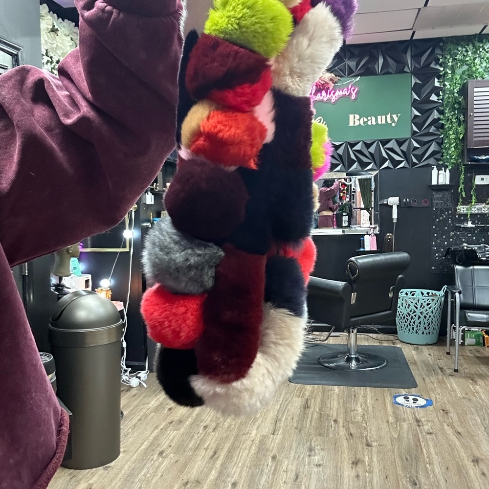 Colorful Rabbit Fur Scarf - Picture 6 of 8